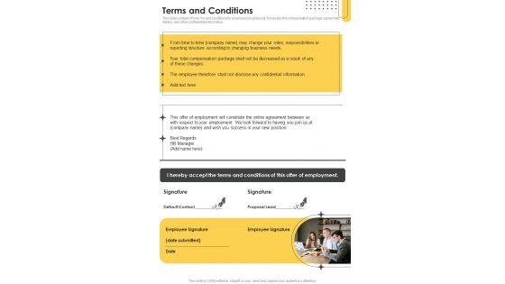 Advertising And Marketing Job Profile Proposal Terms And Conditions One Pager Sample Example Document