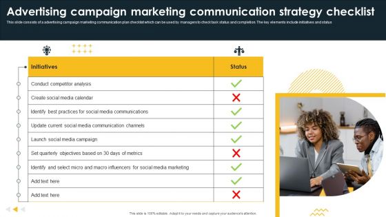 Advertising Campaign Marketing Communication Strategy Checklist Formats PDF