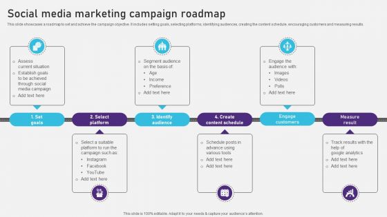 Advertising Campaign Optimization Process Social Media Marketing Campaign Roadmap Formats PDF