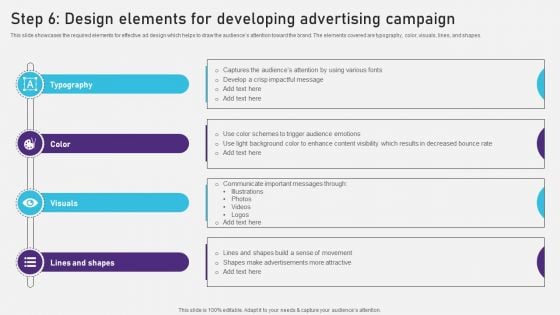 Advertising Campaign Optimization Process Step 6 Design Elements For Developing Background PDF Advertising Campaign Optimization Process Step 6 Design Elements For Developing Background PDF