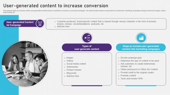 Advertising Campaign Optimization Process User Generated Content To Increase Conversion Inspiration PDF