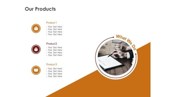 Advertising Existing Products And Services In The Target Market Our Products Ppt Layouts Grid PDF