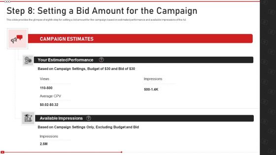 Advertising On Youtube Platform Step 8 Setting A Bid Amount For The Campaign Inspiration PDF