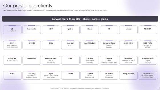 Advertising Services Company Profile Our Prestigious Clients Summary PDF Advertising Services Company Profile Our Prestigious Clients Summary PDF