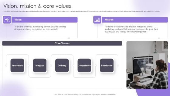 Advertising Services Company Profile Vision Mission And Core Values Introduction PDF Advertising Services Company Profile Vision Mission And Core Values Introduction PDF