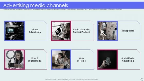 Advertising Solutions Company Details Advertising Media Channels Ppt Gallery Styles PDF