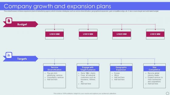 Advertising Solutions Company Details Company Growth And Expansion Plans Demonstration PDF