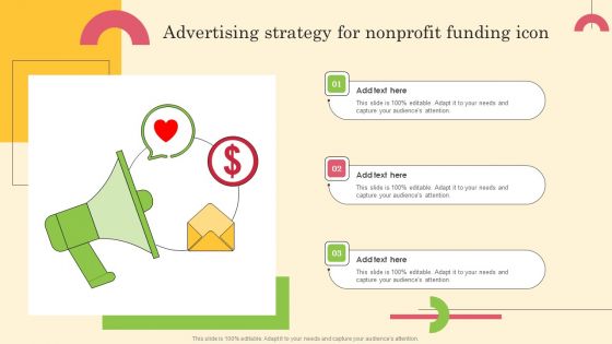 Advertising Strategy For Nonprofit Funding Icon Information PDF