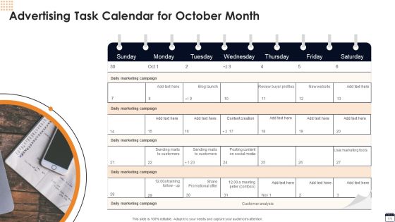 Advertising Tasks Calendar Ppt PowerPoint Presentation Complete With Slides Slide11