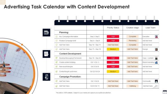 Advertising Tasks Calendar Ppt PowerPoint Presentation Complete With Slides