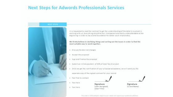 Adwords PPC Next Steps For Adwords Professionals Services Ppt Ideas Clipart PDF