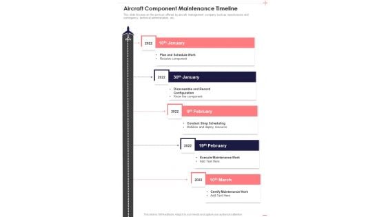 Aerospace Services Business Proposal Aircraft Component Maintenance Timeline One Pager Sample Example Document