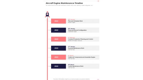 Aerospace Services Business Proposal Aircraft Engine Maintenance Timeline One Pager Sample Example Document Aerospace Services Business Proposal Aircraft Engine Maintenance Timeline One Pager Sample Example Document
