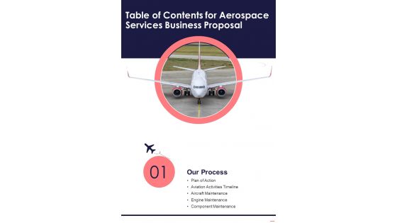 Aerospace Services Business Proposal Table Of Contents One Pager Sample Example Document