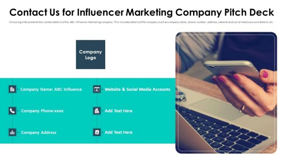 Affiliate Marketing Pitch Deck Contact Us For Influencer Marketing Company Pitch Deck Brochure PDF