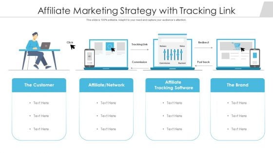 Affiliate Marketing Strategy With Tracking Link Ppt Icon Design Inspiration PDF