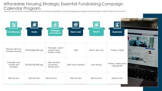 Affordable Housing Strategic Essential Fundraising Campaign Calendar Program Graphics PDF
