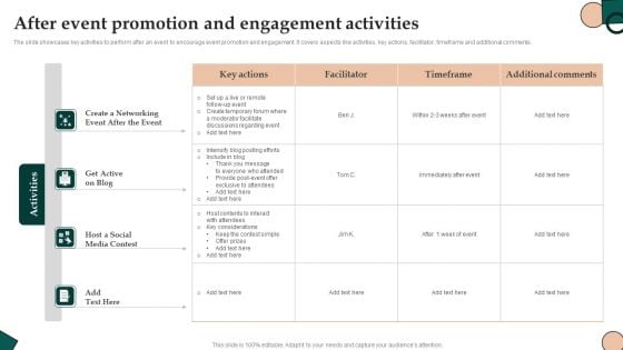 After Event Promotion And Engagement Activities Graphics PDF