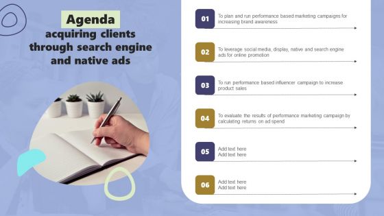 Agenda Acquiring Clients Through Search Engine And Native Ads Themes PDF Agenda Acquiring Clients Through Search Engine And Native Ads Themes PDF