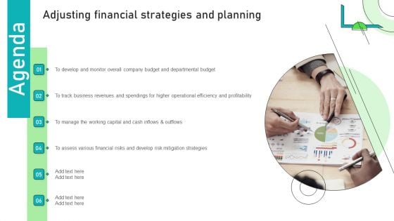 Agenda Adjusting Financial Strategies And Planning Diagrams PDF