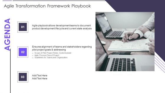 Agenda Agile Transformation Framework Playbook Infographics PDF