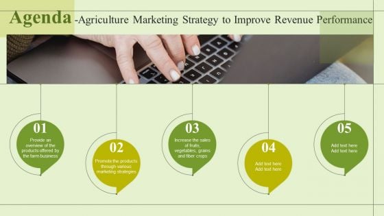 Agenda Agriculture Marketing Strategy To Improve Revenue Performance Ideas PDF