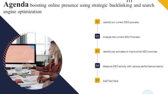 Agenda Boosting Online Presence Using Strategic Backlinking And Search Engine Optimization Demonstration PDF