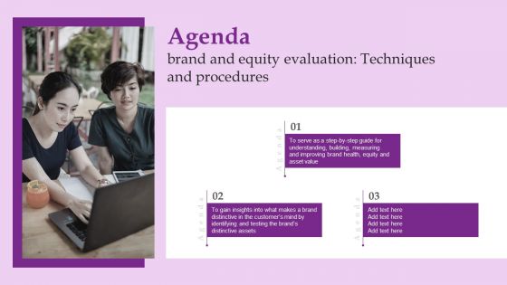 Agenda Brand And Equity Evaluation Techniques And Procedures Designs PDF