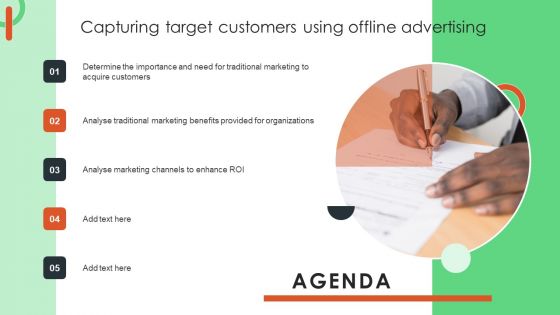 Agenda Capturing Target Customers Using Offline Advertising Infographics PDF