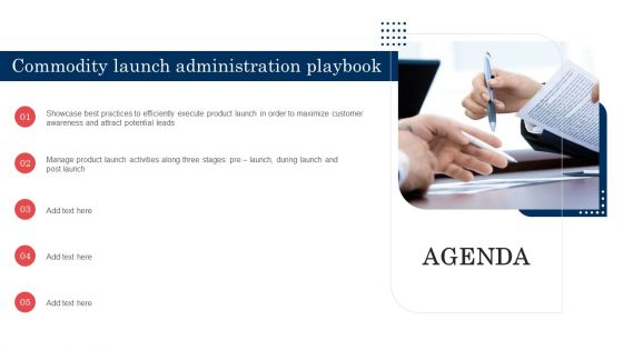 Agenda Commodity Launch Administration Playbook Graphics PDF