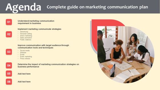 Agenda Complete Guide On Marketing Communication Plan Download PDF