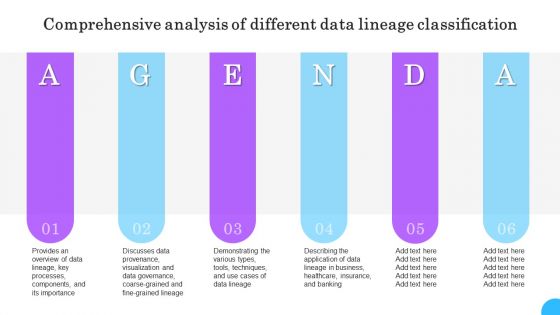 Agenda Comprehensive Analysis Of Different Data Lineage Classification Guidelines PDF