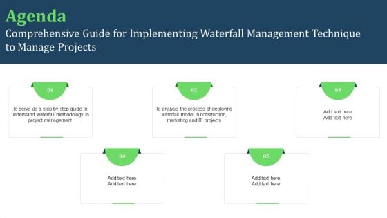 Agenda Comprehensive Guide For Implementing Waterfall Management Technique To Manage Projects Formats PDF