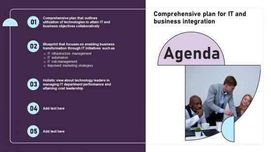 Agenda Comprehensive Plan For IT And Business Integration Information PDF Agenda Comprehensive Plan For IT And Business Integration Information PDF