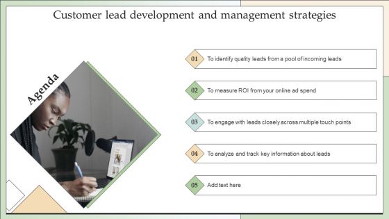 Agenda Customer Lead Development And Management Strategies Guidelines PDF