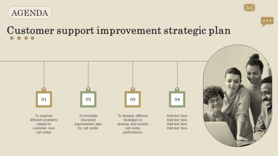 Agenda Customer Support Improvement Strategic Plan Ppt PowerPoint Presentation File Gallery PDF
