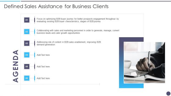 Agenda Defined Sales Assistance For Business Clients Template PDF