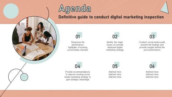 Agenda Definitive Guide To Conduct Digital Marketing Inspection Portrait PDF