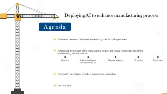 Agenda Deploying AI To Enhance Manufacturing Process Introduction PDF