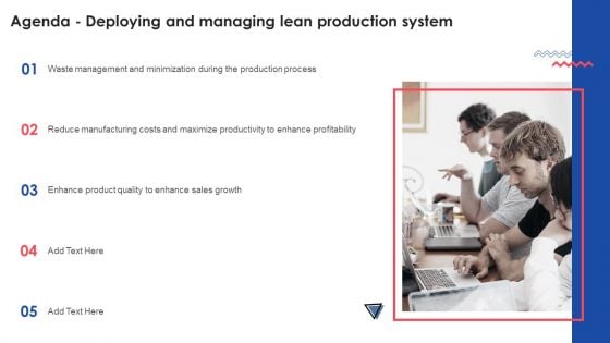 Agenda Deploying And Managing Lean Production System Clipart PDF