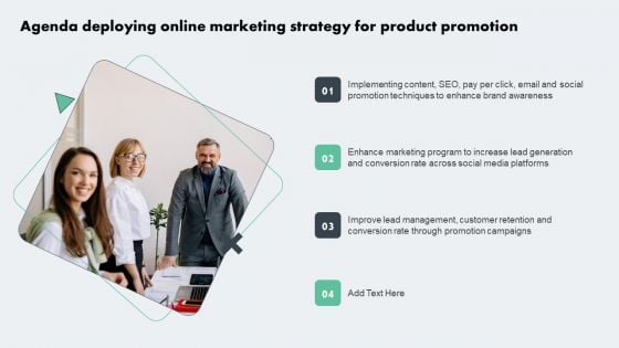 Agenda Deploying Online Marketing Strategy For Product Promotion Topics PDF