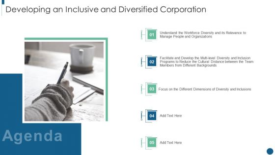 Agenda Developing An Inclusive And Diversified Corporation Demonstration PDF