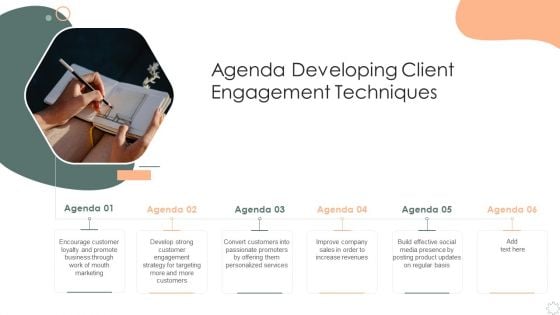 Agenda Developing Client Engagement Techniques Microsoft PDF