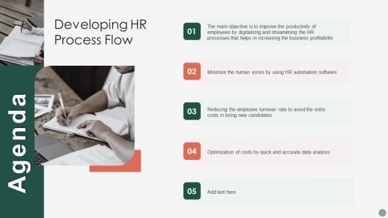 Agenda Developing HR Process Flow Graphics PDF