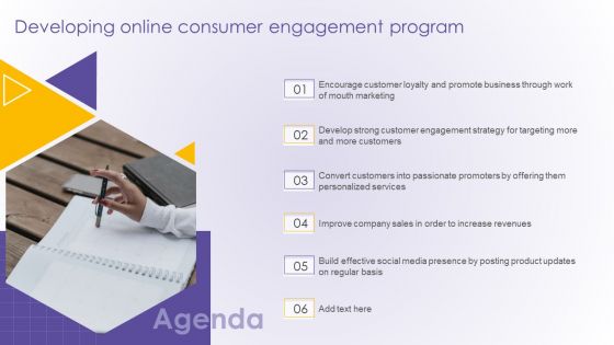 Agenda Developing Online Consumer Engagement Program Formats PDF