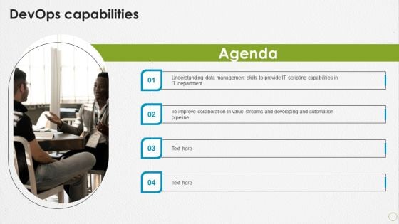 Agenda Devops Capabilities Ppt PowerPoint Presentation Styles Layout PDF