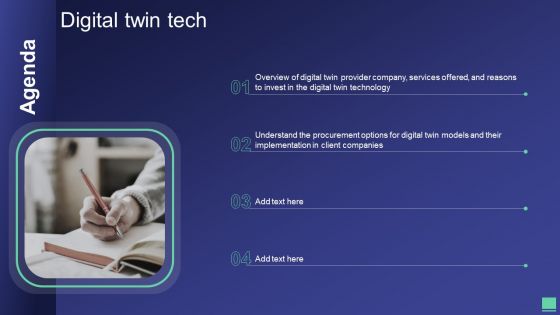 Agenda Digital Twin Tech Ppt PowerPoint Presentation Gallery Layouts PDF