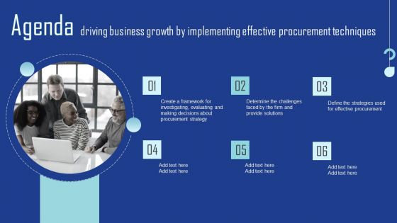 Agenda Driving Business Growth By Implementing Effective Procurement Techniques Slides PDF