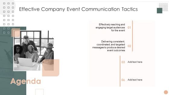 Agenda Effective Company Event Communication Tactics Infographics PDF