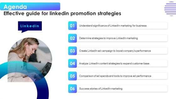 Agenda Effective Guide For Linkedin Promotion Strategies Graphics PDF